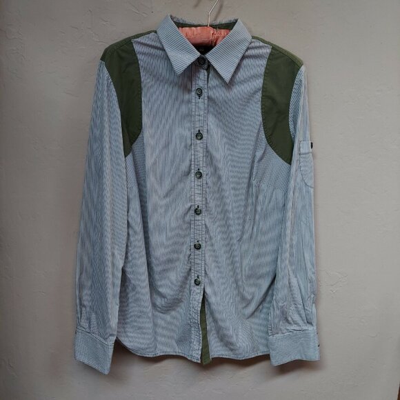 Audrey Talbott Carmel Women Striped Shirt Top Sz 12 Button Up Long Sleeve Casual - Picture 1 of 6